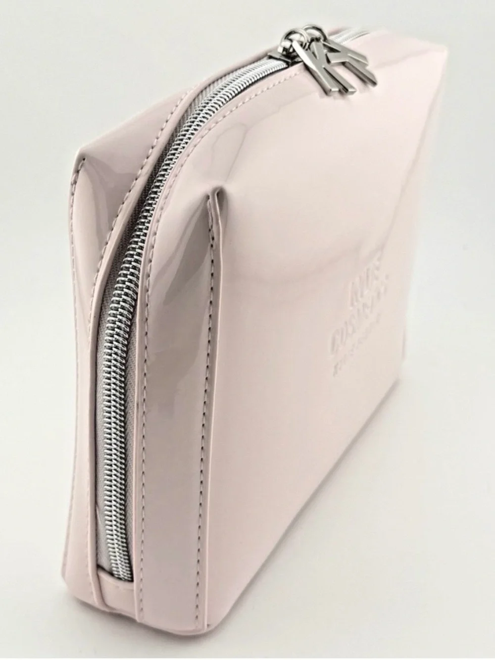 Kylie Cosmetics Pale Pink Glossy Cosmetic Bag with Silver KY Zipper Pulls
